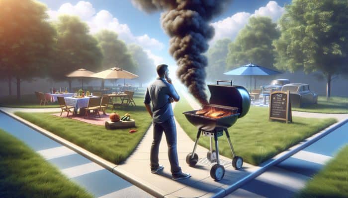 A novice choosing between a charcoal grill for smoky flavor and a gas grill for ease at a summer cookout.